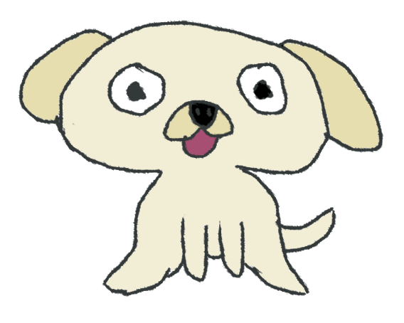 a tan cartoon dog with it's tongue sticking out